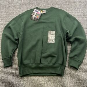 Vintage 90's FRUIT OF THE LOOM Blank Fleece Lined‎ Crew Neck Sweater Medium NWT